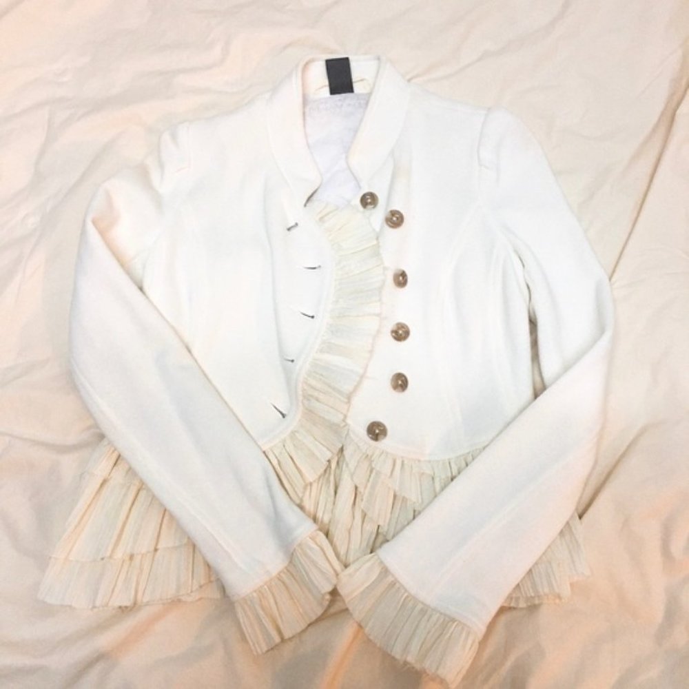 Free people cropped cream ruffle jacket